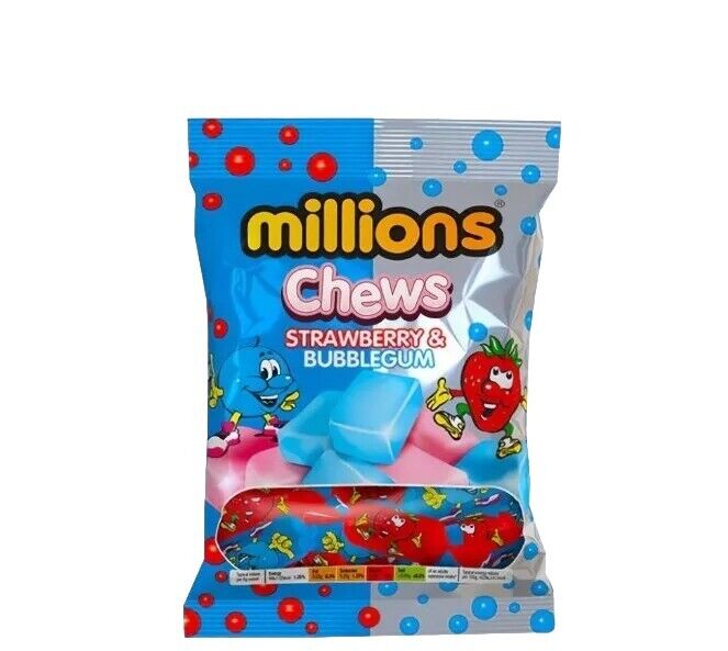 Millions Chunky Chews Strawberry & Bubblegum 120g