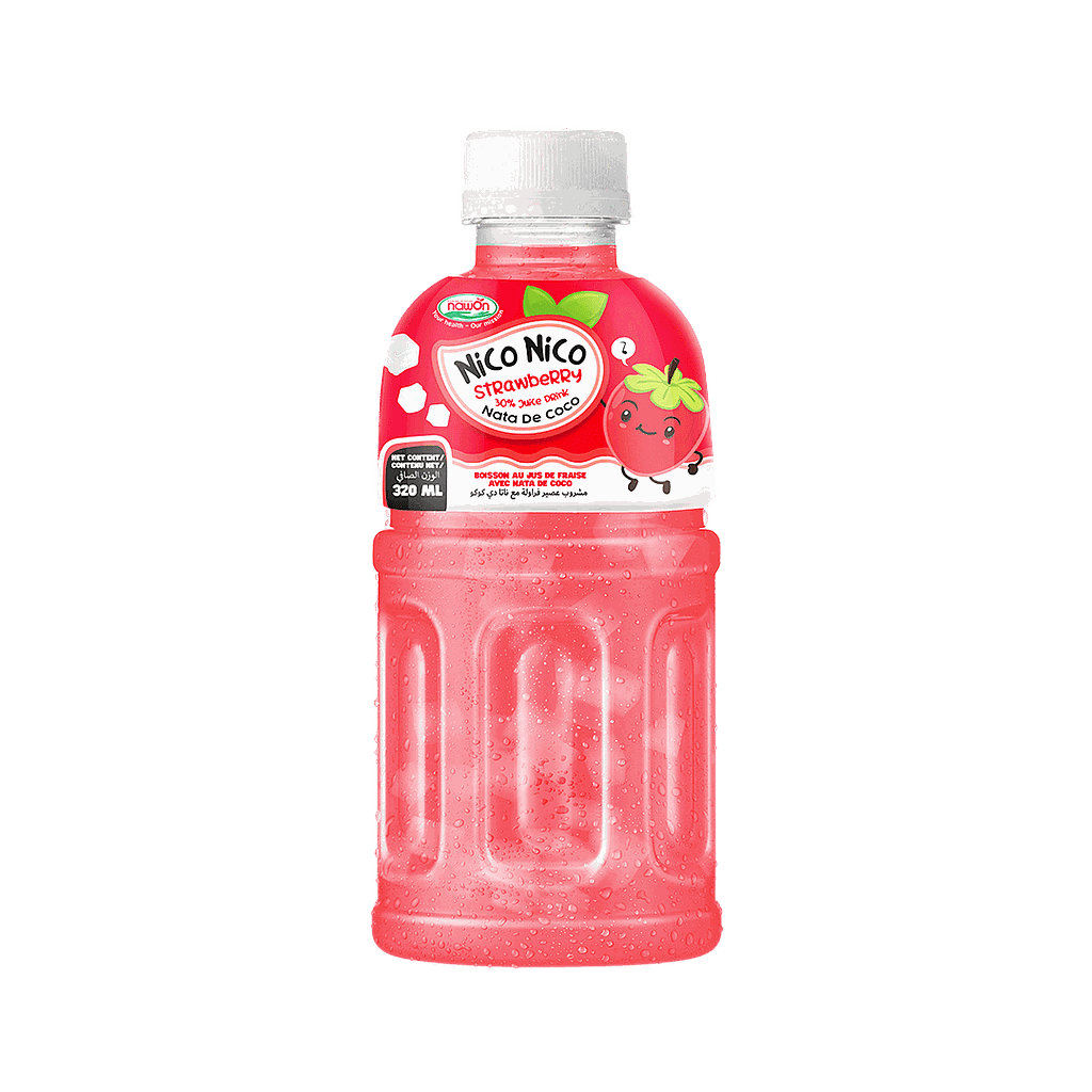 Nico Nico Nata De Coco Fruit Juice Strawberry 320ml