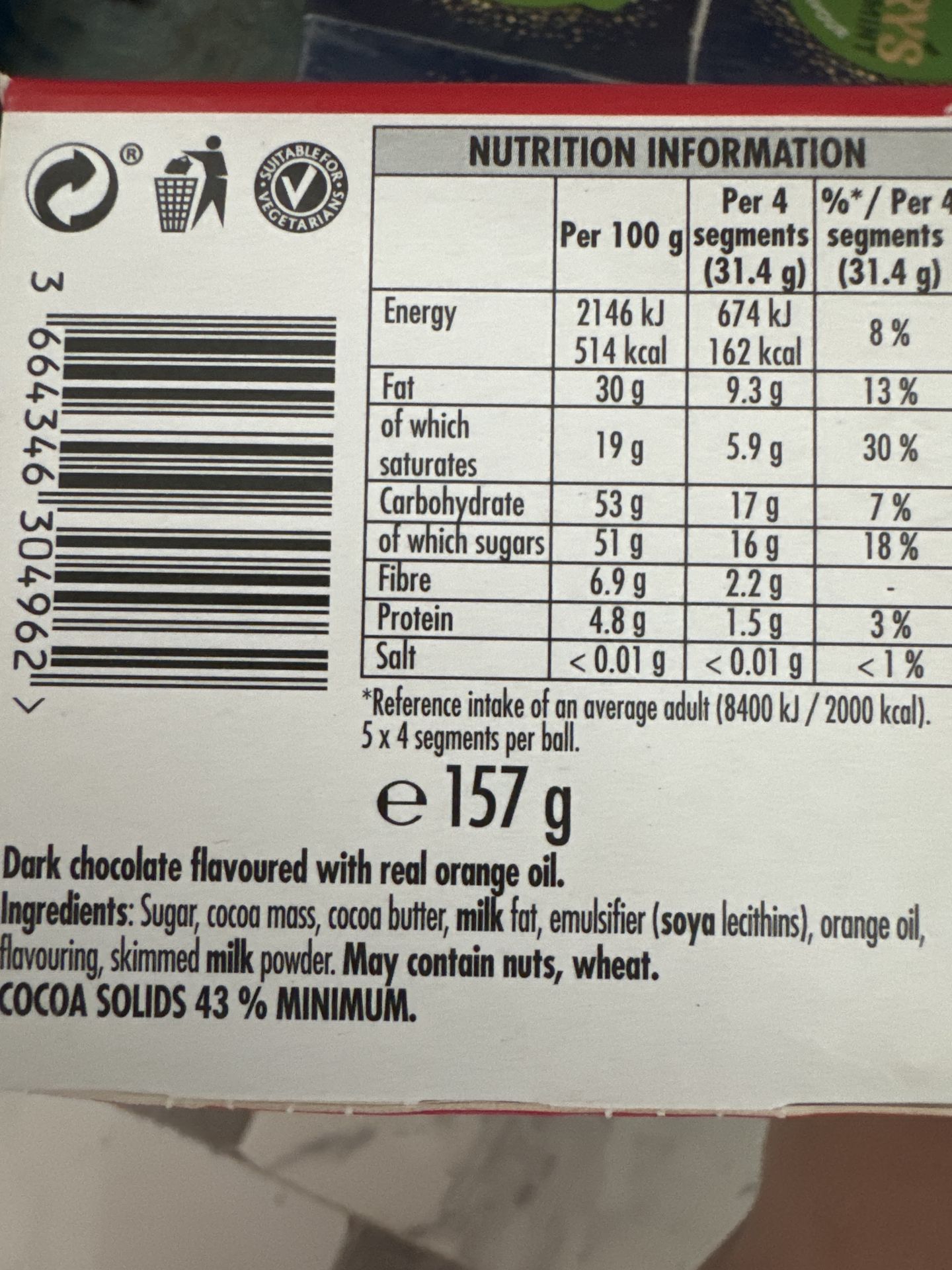 Terry's Dark Chocolate Orange 157g