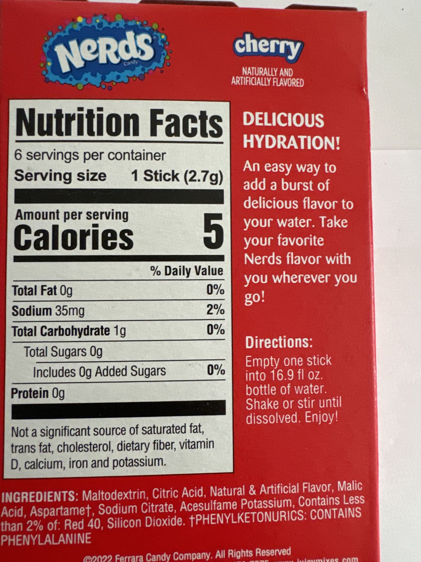 Nerds Drink Mix Cherry 6buc 16,2g