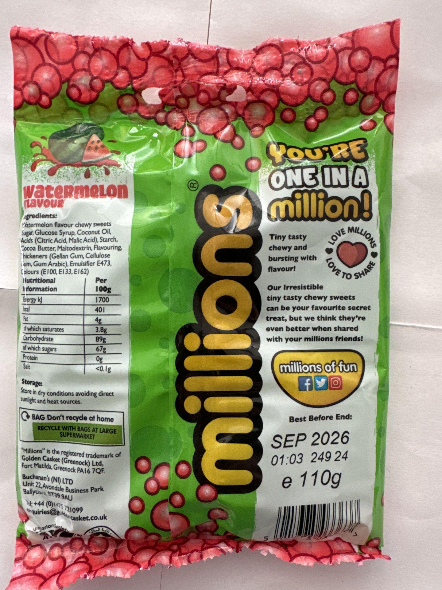 Millions Watermelon 110g