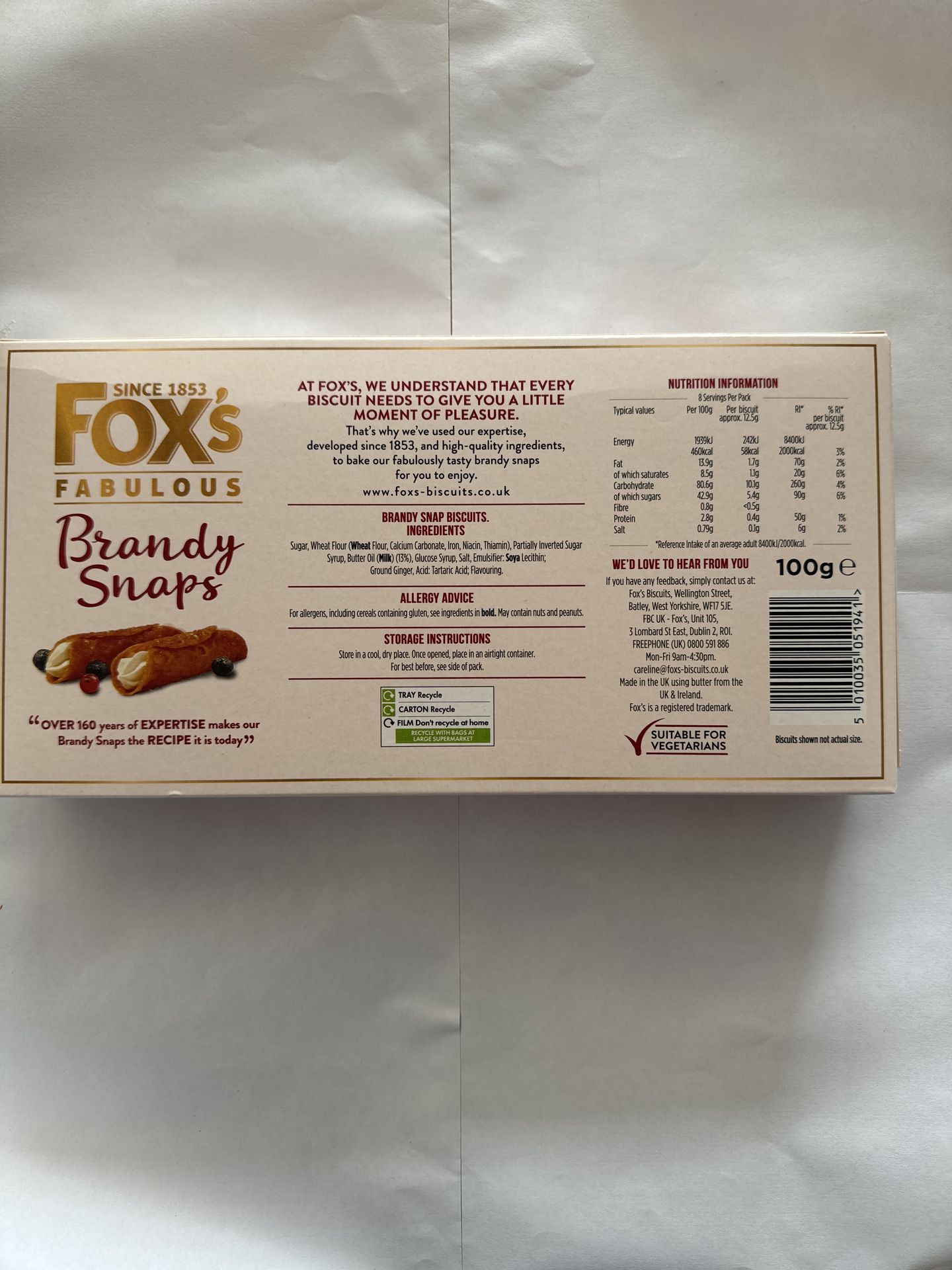 Fox's Brandy Snaps 100g