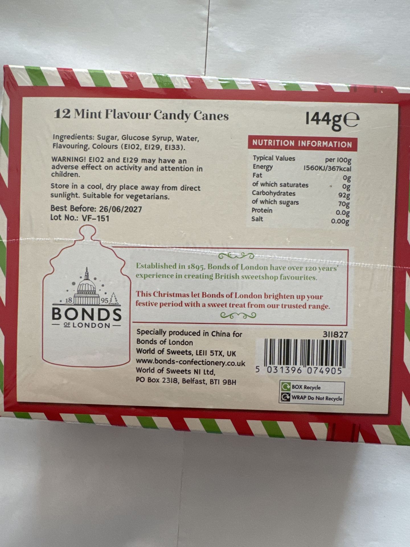 Bonds Candy Canes 144g